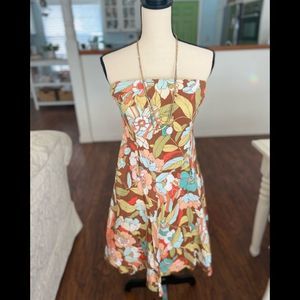 Vintage Strapless A-line Floral Dress